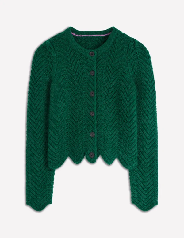 Chunky Chevron Knitted Jacket Emerald Night