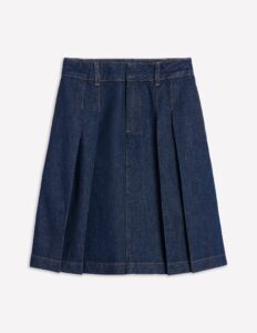 Pleated Denim Skirt Indigo