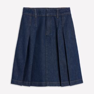 Pleated Denim Skirt Indigo
