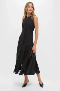 Hyacinth House Black Mixed-Media Coco Maxi Dress