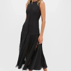 Hyacinth House Black Mixed-Media Coco Maxi Dress