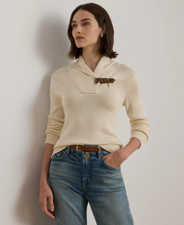 Lauren Ralph Lauren Women's Sabree Long Sleeve Buckle-Trim Sweater