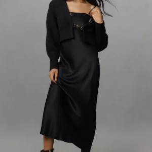 Rhea Bow-Front Crop Cardigan Sweater