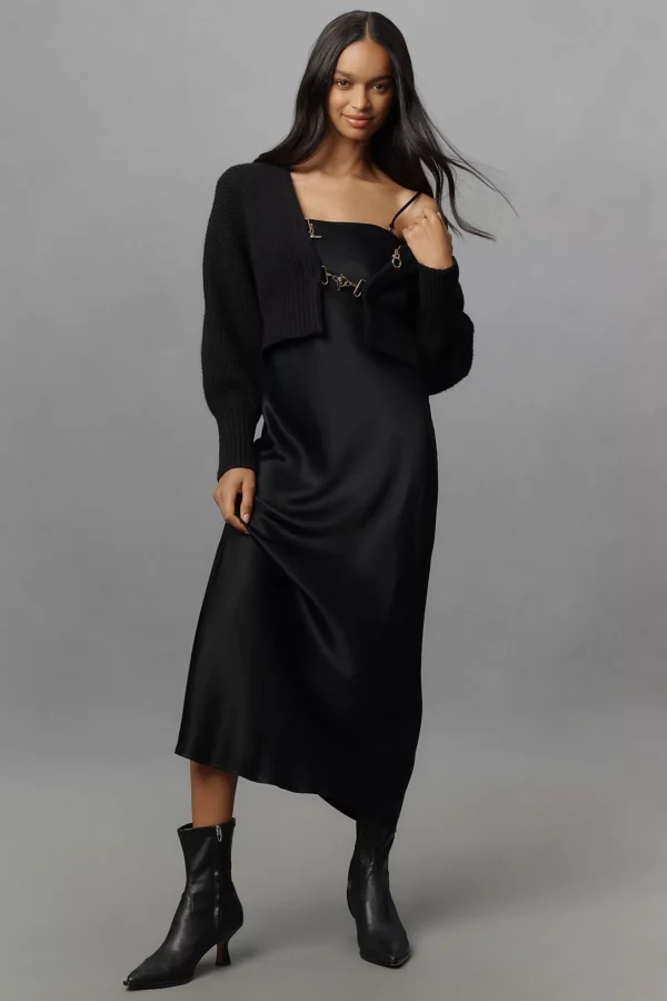 Rhea Bow-Front Crop Cardigan Sweater
