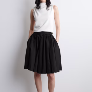 Pintucked Cotton Midi Skirt
