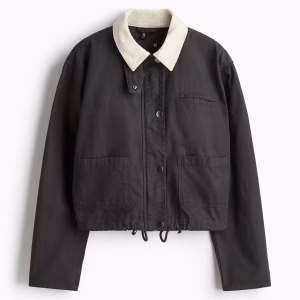 Corduroy-collar canvas jacket