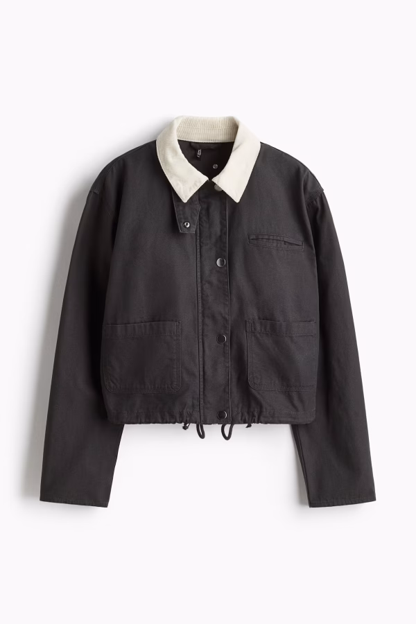 Corduroy-collar canvas jacket