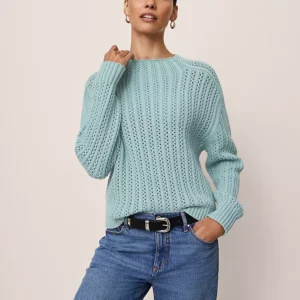 Pointelle Mock Neck Sweater