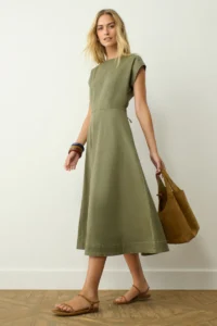 Tuckernuck Burnt Olive Chino Solen Midi Dress