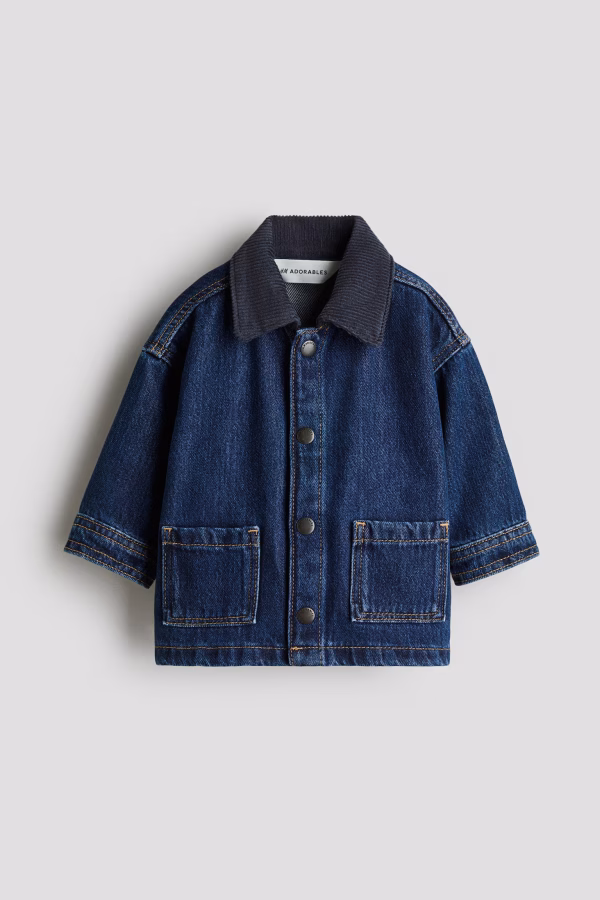 Denim Jacket with Corduroy Collar