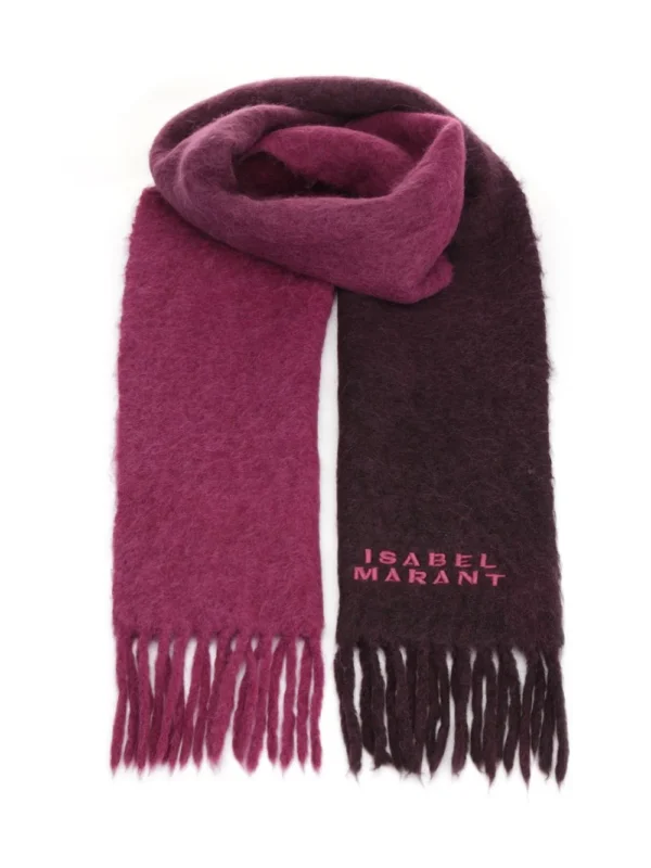 Isabel Marant Logo Embroidered Fringed Scarf