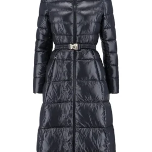 Herno Belted Long Quilted Shiny Jacket