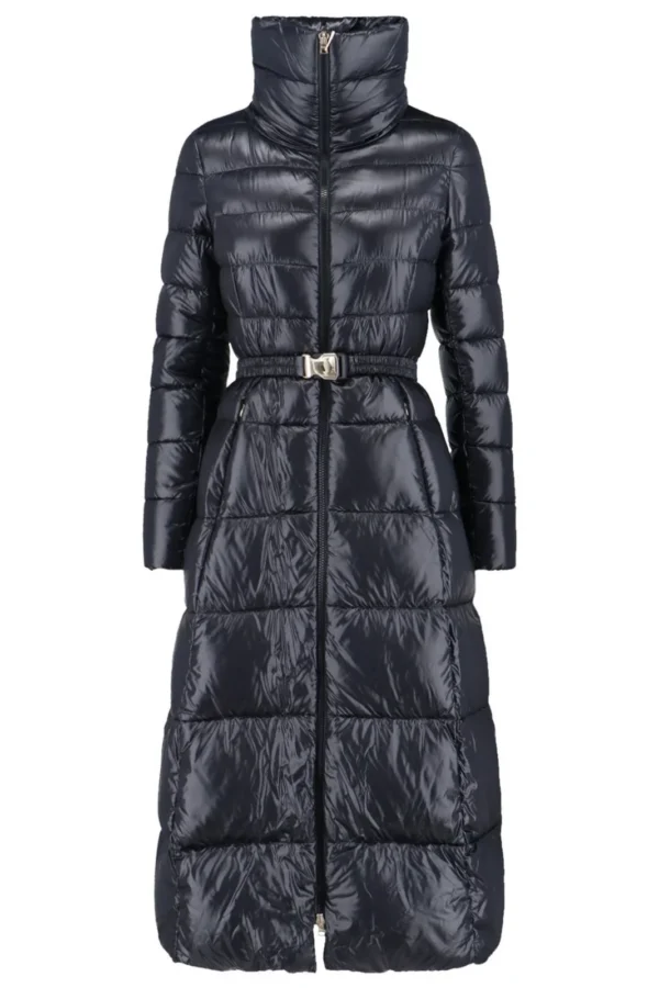 Herno Belted Long Quilted Shiny Jacket