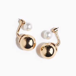 Sphere-Detail Front-Back Earrings