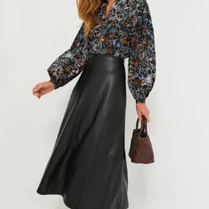 Tuckernuck Black Leather Veronica Maxi Skirt