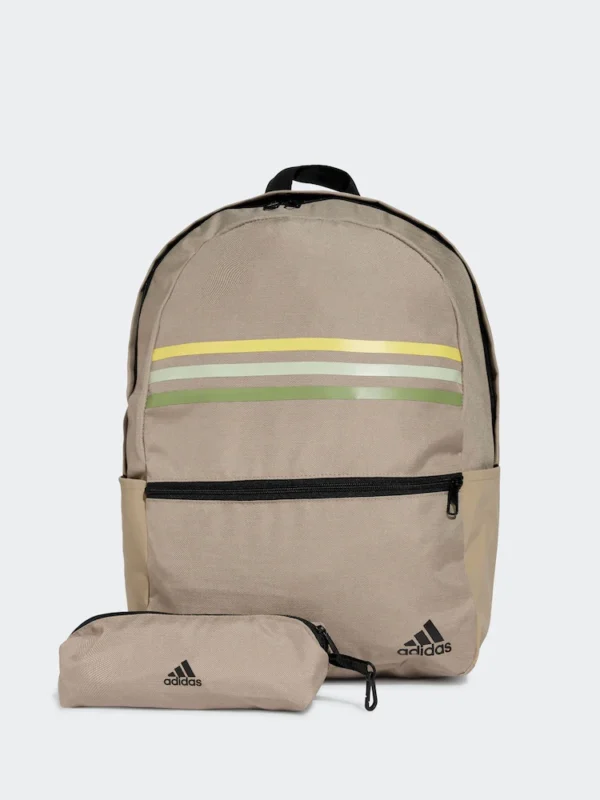 Adidas Brown Classic Horizontal 3 Stripes Backpack
