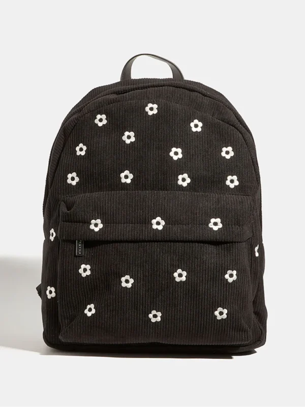 Skinnydip Black Ditsy Flower Print Embroidered Backpack