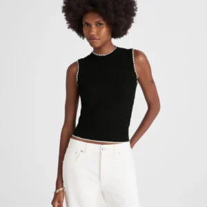 Mixed-Stitch Sleeveless Sweater