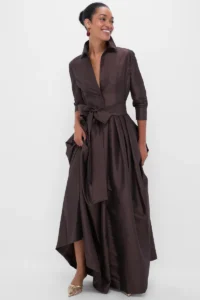 SIMKHAI Chocolate Julip Belted Gown