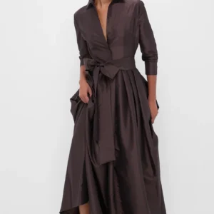 SIMKHAI Chocolate Julip Belted Gown