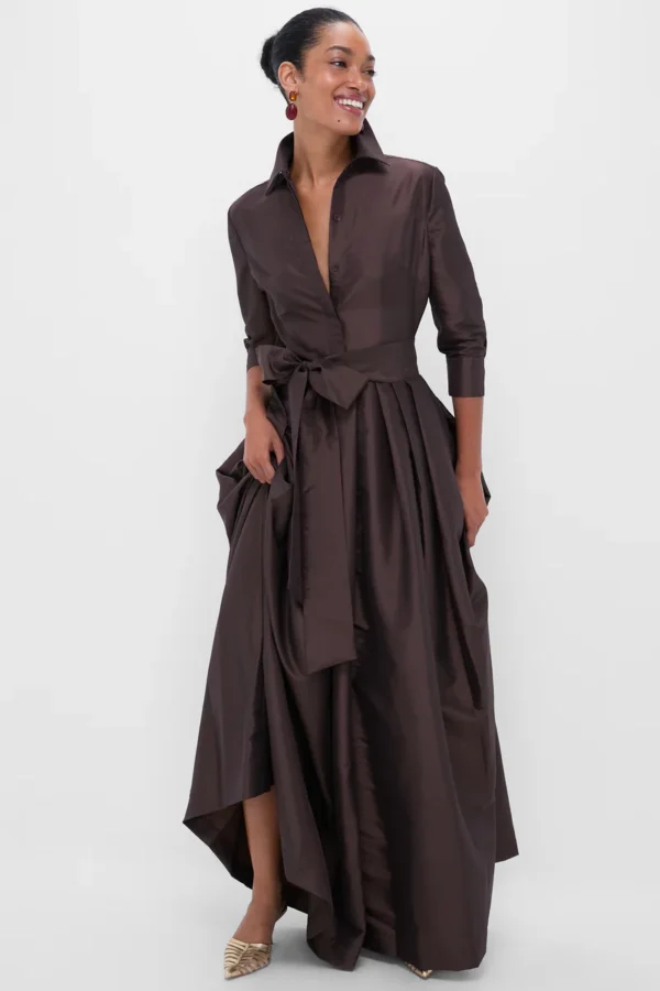 SIMKHAI Chocolate Julip Belted Gown