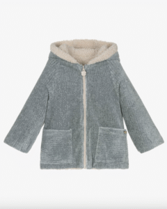 Grey Velour & Beige Teddy Fleece Reversible Baby Pram Coat