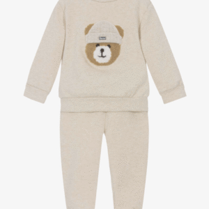 Patachou Beige Marl Cotton Jersey Teddy Tracksuit