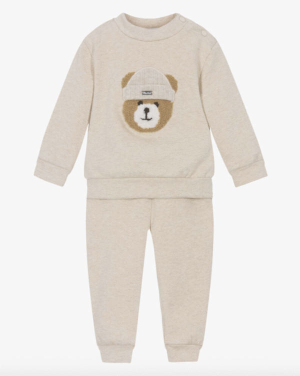 Patachou Beige Marl Cotton Jersey Teddy Tracksuit
