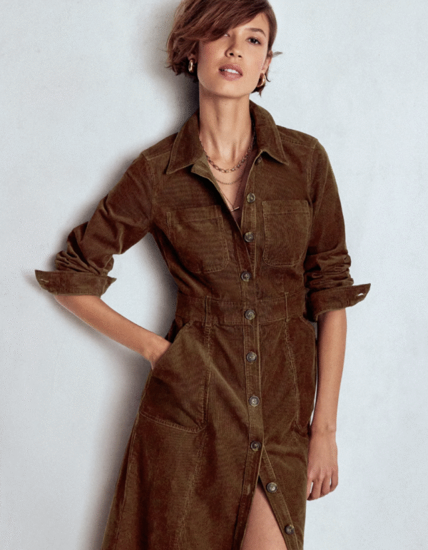 Amanda Cord Midi Dress Raw Umber