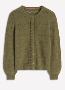 Leticia Lace Trim Cardigan Woodland Green