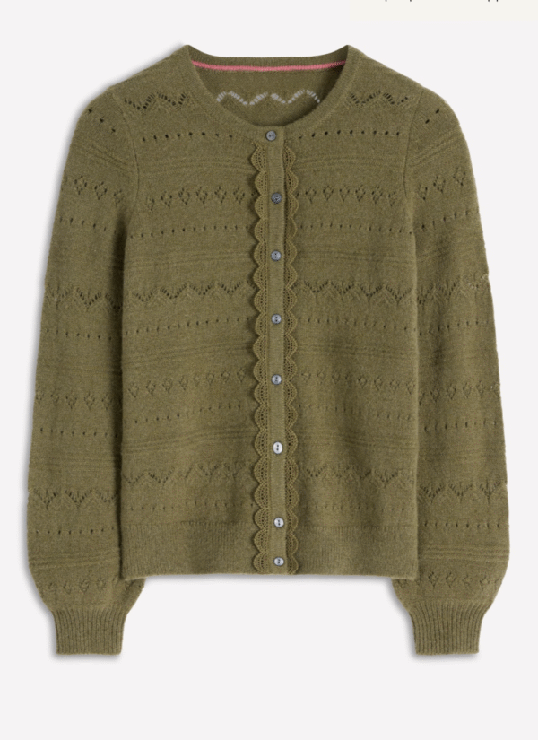 Leticia Lace Trim Cardigan Woodland Green
