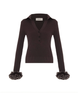 Nomia Ruffle Sleeve Johnny Sweater - Koffee Bean / Wheat