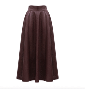 Full Flare High Waist Faux Leather Skirt – Burgundy