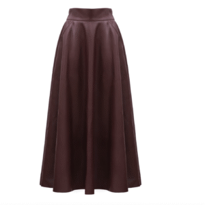 Full Flare High Waist Faux Leather Skirt – Burgundy