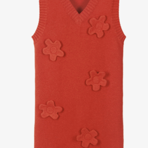 Mini Rodini Girls Red Cotton & Wool Knit Sleeveless Dress
