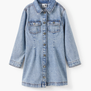 Kid's Sasha Long Sleeve Denim Shirt Dress Cotton On Kids