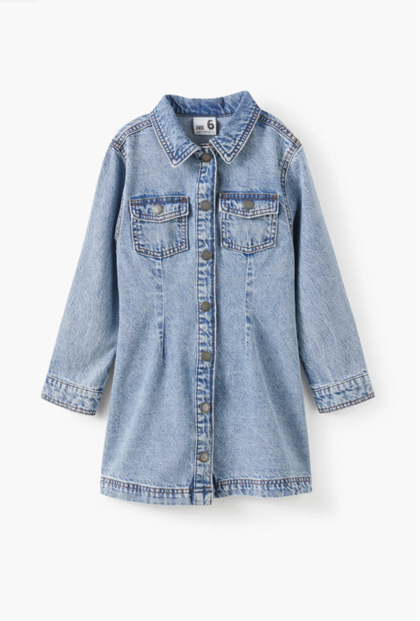 Kid's Sasha Long Sleeve Denim Shirt Dress Cotton On Kids