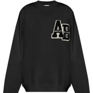 Anine Bing Miles Logo-Patch Jersey Sweatshirt