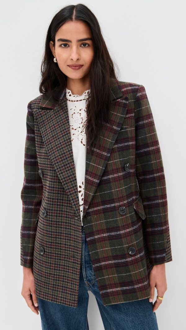 Avec Les Filles Combo Collar Hourglass Blazer