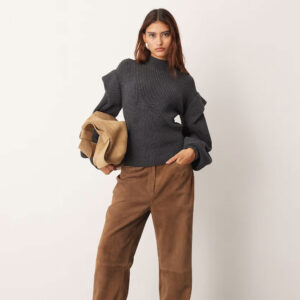 ARRANGE engineered knit sculpted sweater with shoulder detailing