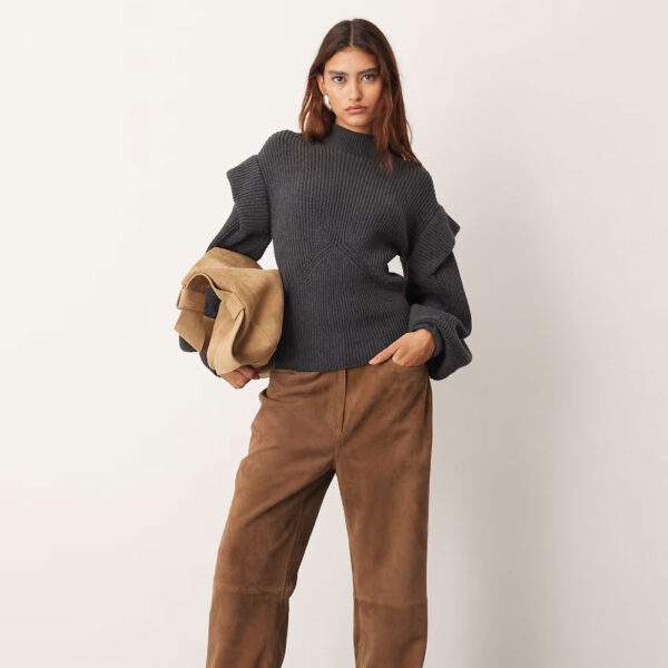 ARRANGE engineered knit sculpted sweater with shoulder detailing
