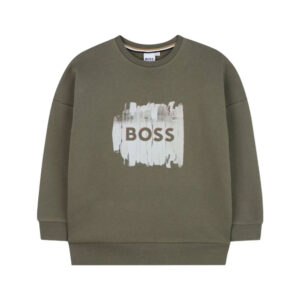 BOSS Kidswear logo-print sweatshirt olive green