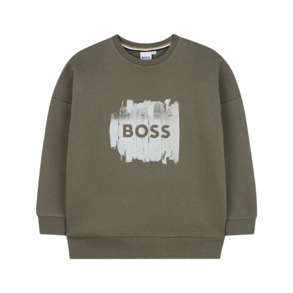 BOSS Kidswear logo-print sweatshirt olive green