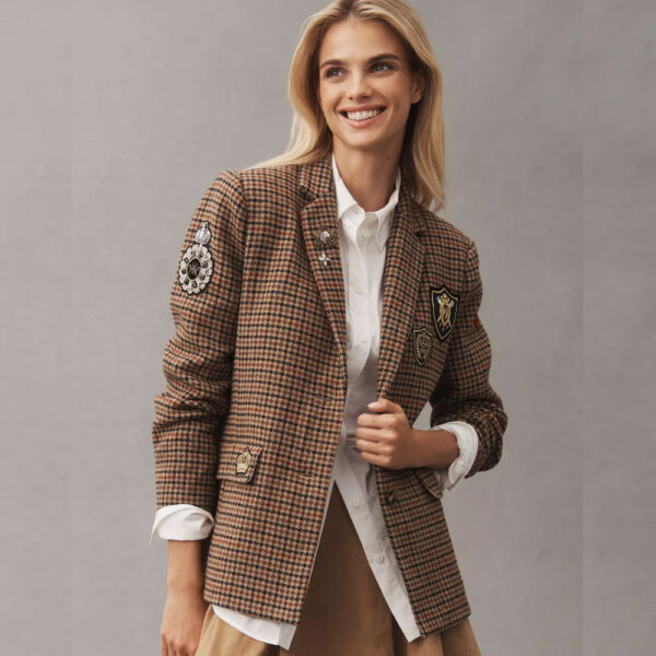 By Anthropologie Patches Houndstooth Blazer
