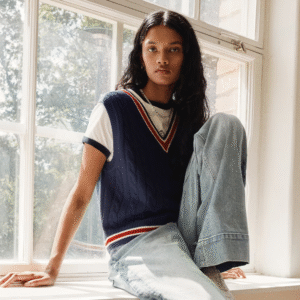 Cable-Knit Sweater Vest Navy blue