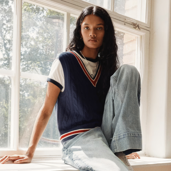 Cable-Knit Sweater Vest Navy blue
