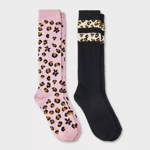 Cat & Jack™  Girls' 2pk Leopard Knee Socks