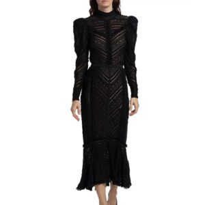 Cinq à Sept Maceio Lace Mid-Skirt Black