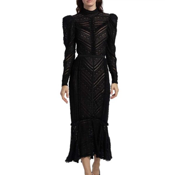 Cinq à Sept Maceio Lace Mid-Skirt Black