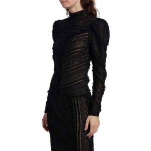 Cinq à Sept Mito Ruffle & Lace Top Black